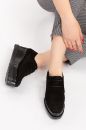 Hakiki Deri  Platform  Oxford Kadın Ayakkabı siyah süet