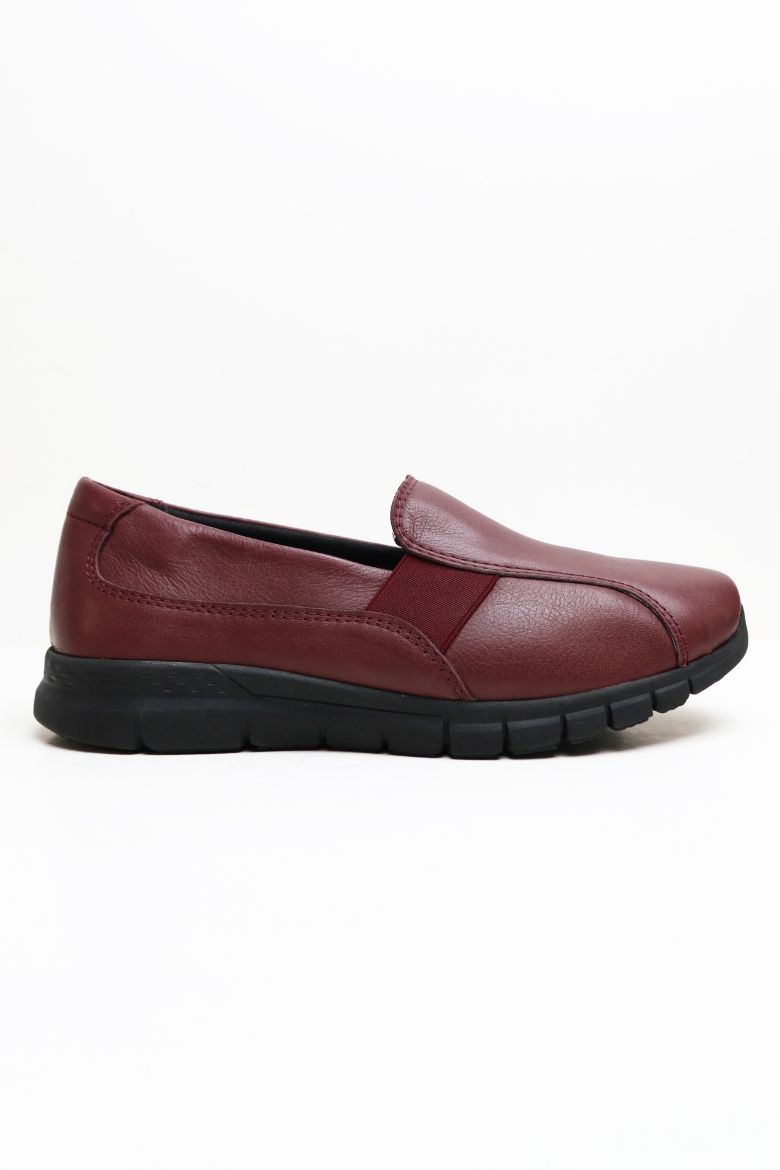 Hakiki Deri Bordo Lastikli Loafer resmi